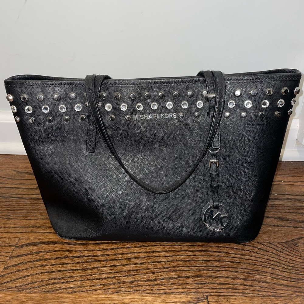 Michael Kors Black Studded Leather Tote